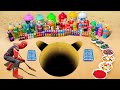 Experiment: Spiderman &amp; Big Toothpaste Eruption from Pikachu Pit, Pepsi, Fanta, Coca Cola vs Mentos