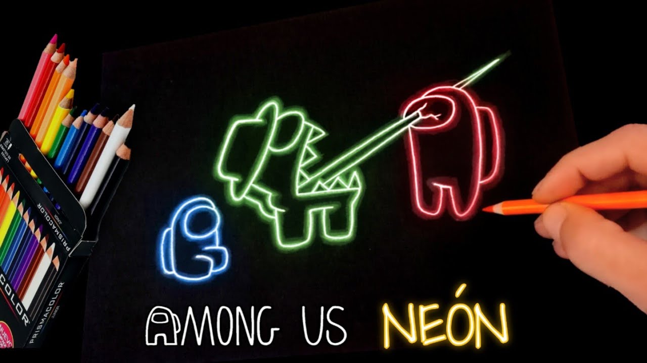COMO DIBUJAR AMONG US EFECTO NEÓN MUY FÁCIL Y PASO A PASO | how to draw  among us neon efect - thptnganamst.edu.vn