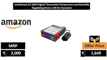 amiciSmart AC 220V Digital Thermostat Temperature and Humidity Regulating Device 10A for Incubator