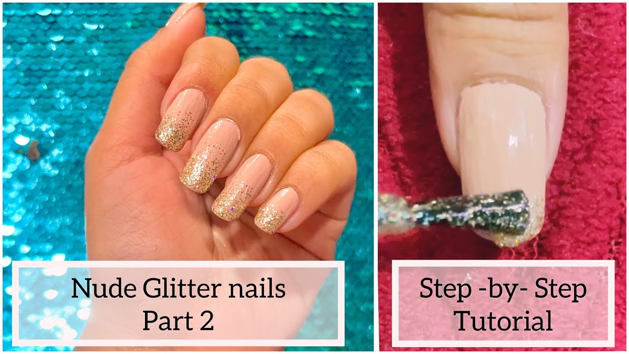 Nude Glitter nails | Nail art | Niki Piki  