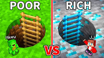 JJ and Mikey: POOR vs RICH Ladder Tunnel Battle in Minecraft - Maizen