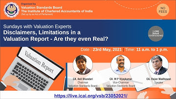 Live Webcast on “Disclaimers, Limitations in a Valuation Report- Are they even Real?”