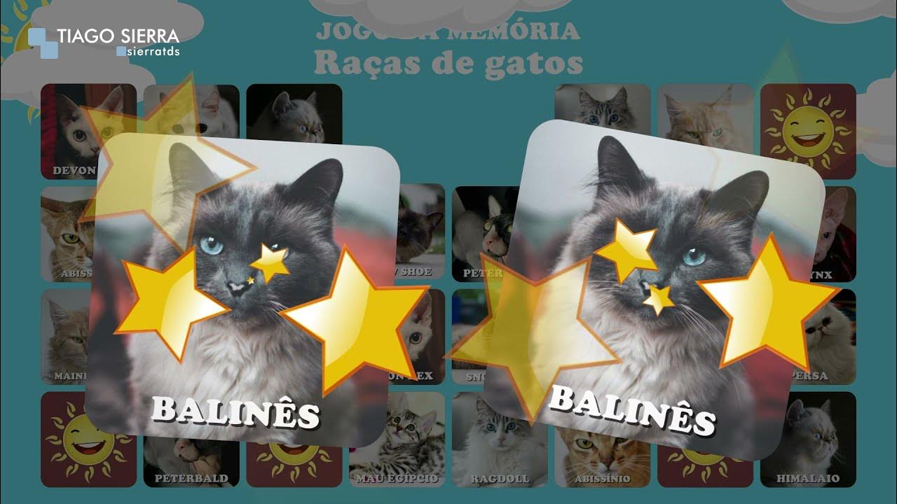 Jogo da Memória Online com Animais: Gatos