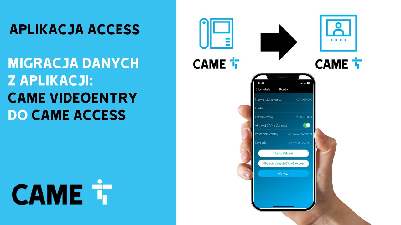 Migracja danych z aplikacji CAME VideoEntry do aplikacji CAME Access 