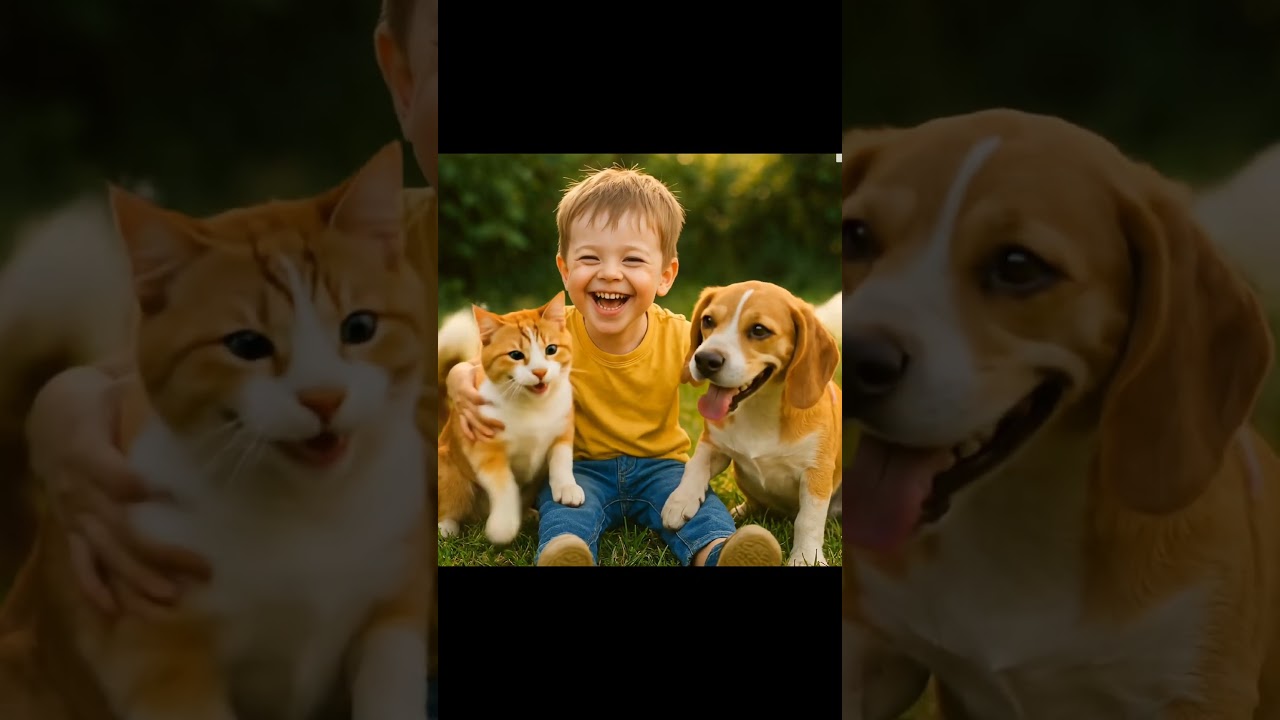 "Laughter & Play –Dog 🐶and Cat🐱 A Child’s Best Friends!"