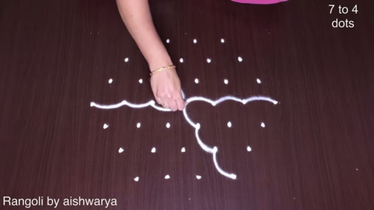Sangu Kolam With 7×4 Dots
