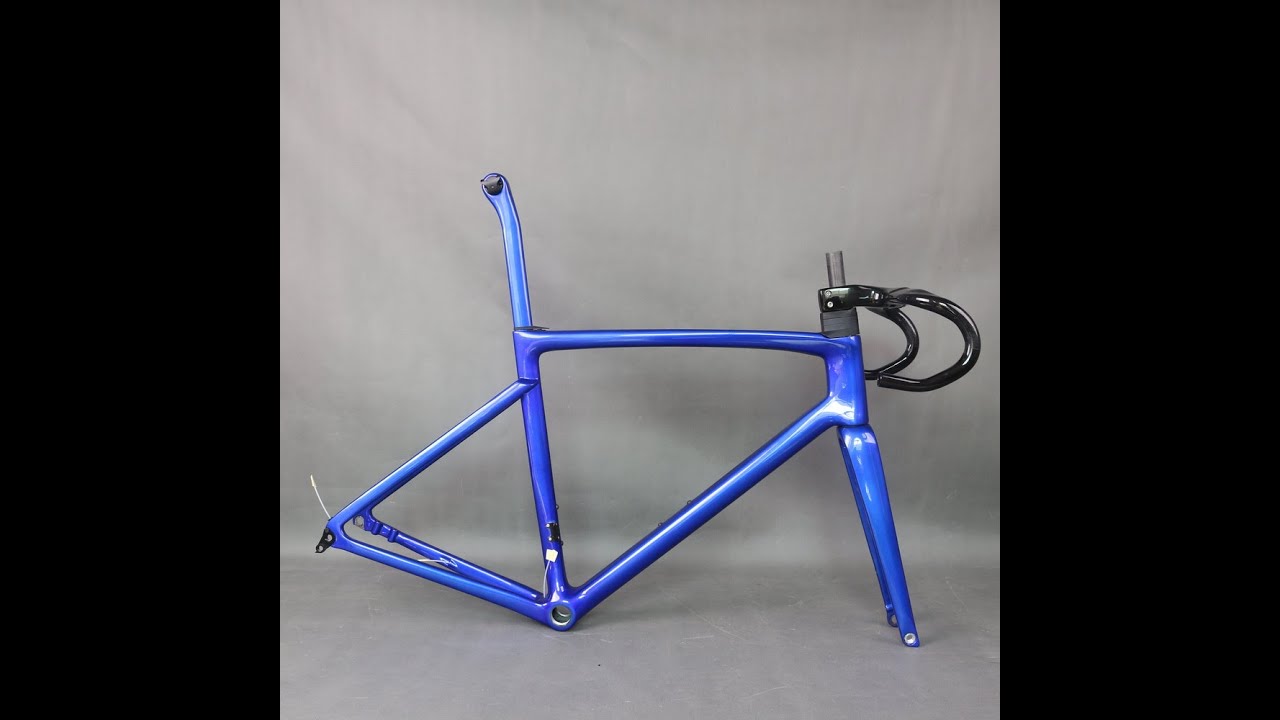 Full Internal Cables Metal Blue Disc Brake Road Bike Frame BSA Bottom