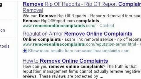 Remove Rip Off Reports