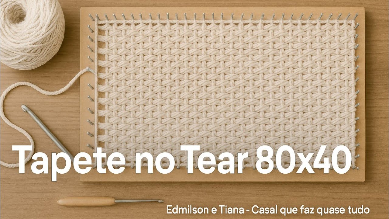 Tapete de Barbante Cru feito num Tear de Pregos | Passo a Passo 80x40