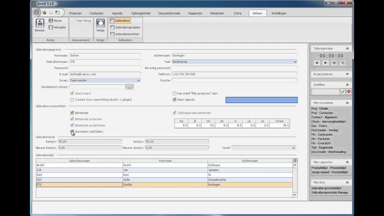Submappen instellingen