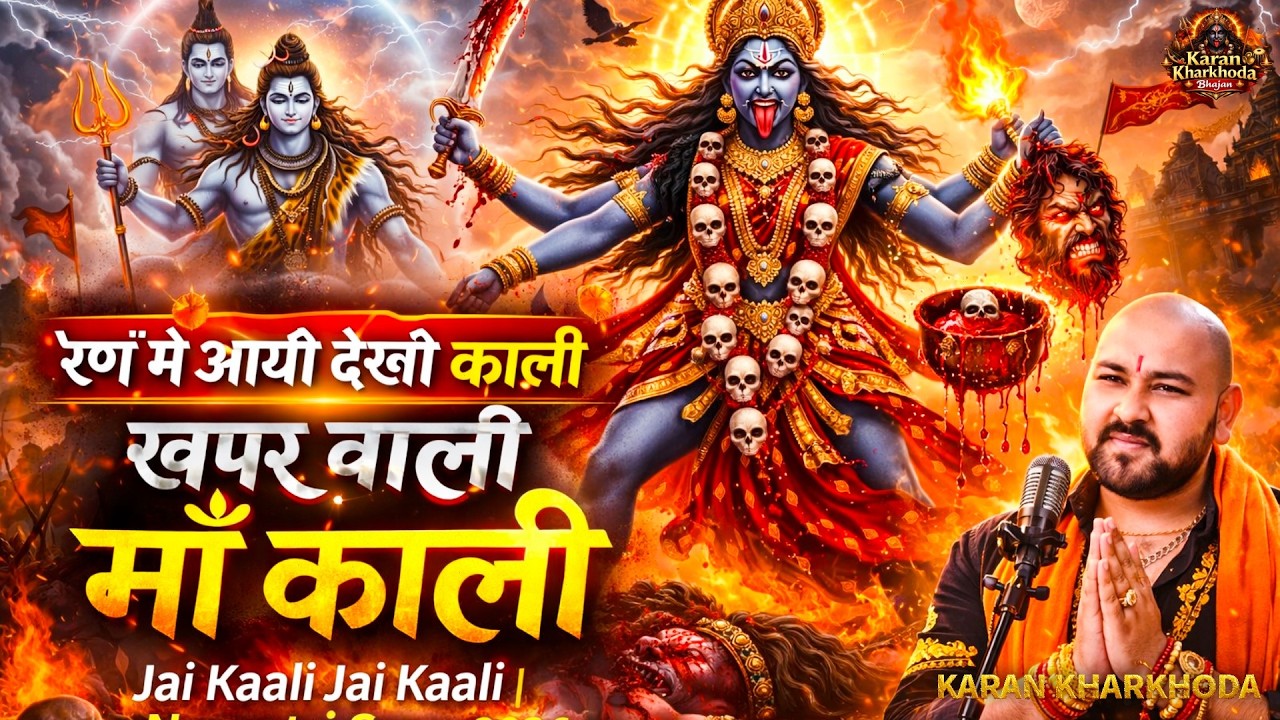 रण में आयी देखो काली 🔥 खप्पर वाली माँ काली | Jai Kali Jai Kali | Navratri Song 2026  Karan Kharkhoda