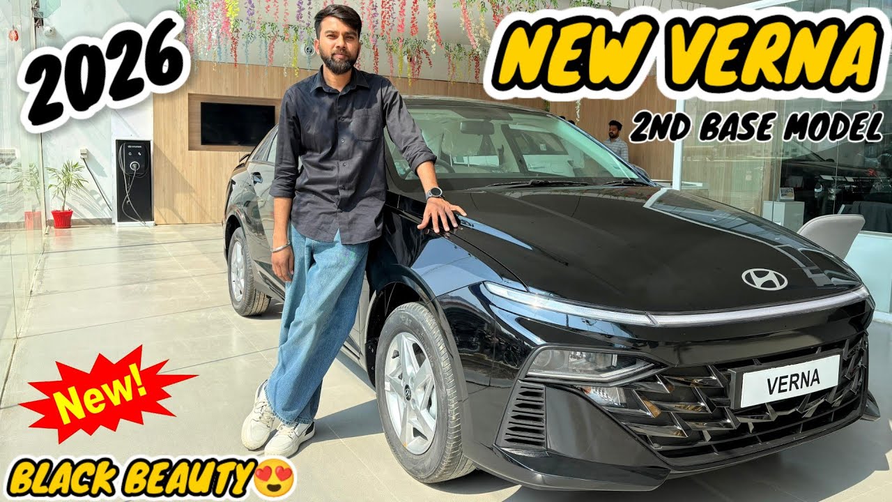Black Beauty Of Hyundai😍2026 New Hyundai Verna 2nd Base Model Review🔥Price ! Features ! Mileage