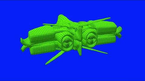 spaceship with wireframe rotating