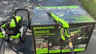 Greenworks Pro GPW3100C 20 / 15 amp 3100 psi 2.1 gpm Pressure washer overview.