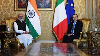 PM Narendra Modi and Italian PM Mario Draghi at bilateral in Rome, Italy