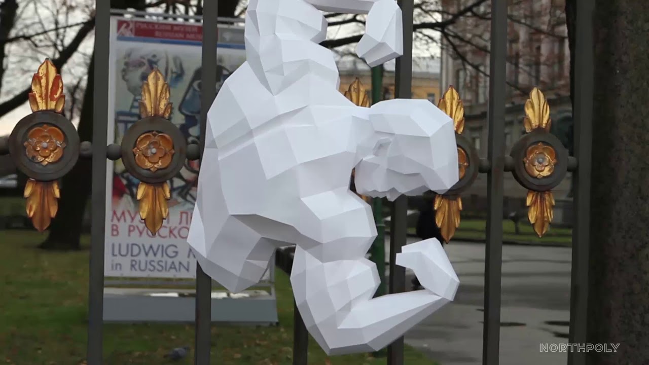 Walk with Arnold, Low poly, papercraft