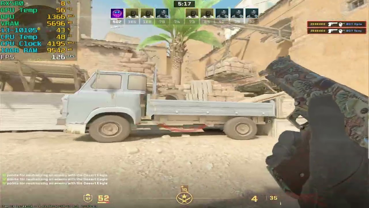 i3 - 10105 + RX580 8GB CS2 Game Test Low | Medium | High 4:3 Stretched