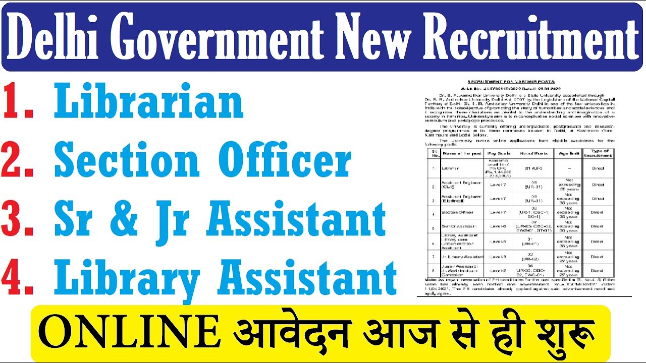 DELHI GOVERNMENT NEW RECRUITMENT 2022 FOR GRADUATES & PG | PERMANENT POST | SARKARI NAUKRI IN DELHI
