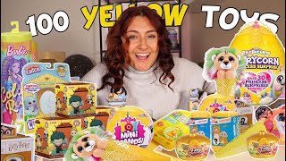 UNBOXING 100 *YELLOW MYSTERY* TOYS!!😱💛 *RARE FINDS*