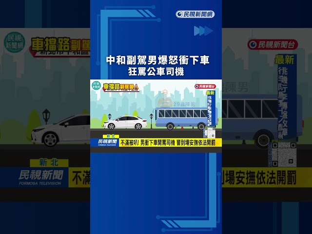 不爽被叭！中和副駕男爆怒衝下車　狂罵公車司機｜民視新聞｜