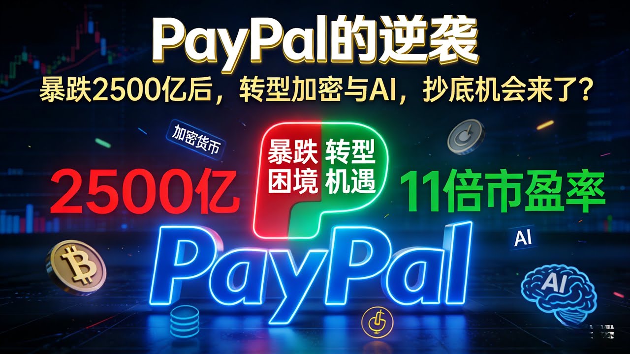 市值蒸发 2500 亿！PayPal 的生死局：加密 + AI 能救它吗？暴跌 80%！PayPal 从 307 美元跌到 58 美元，是抄底还是踩雷？