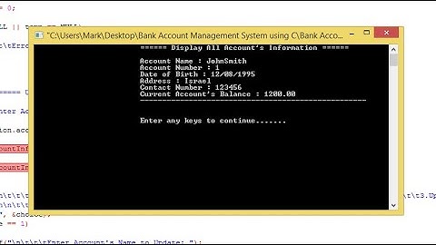Bank Account Management System using C