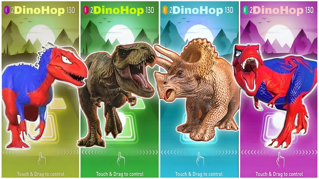 JurassicWorld Indoraptor🆚Tyrannosaurus🆚Triceratops🆚T-rex Coffin Dance Song || TilesHop