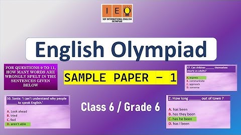 ENGLISH OLYMPIAD CLASS 6 PRACTICE PAPER 1