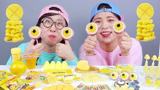 Món tráng miệng màu vàng Thạch nhãn cầu sô cô la Mukbang DONA