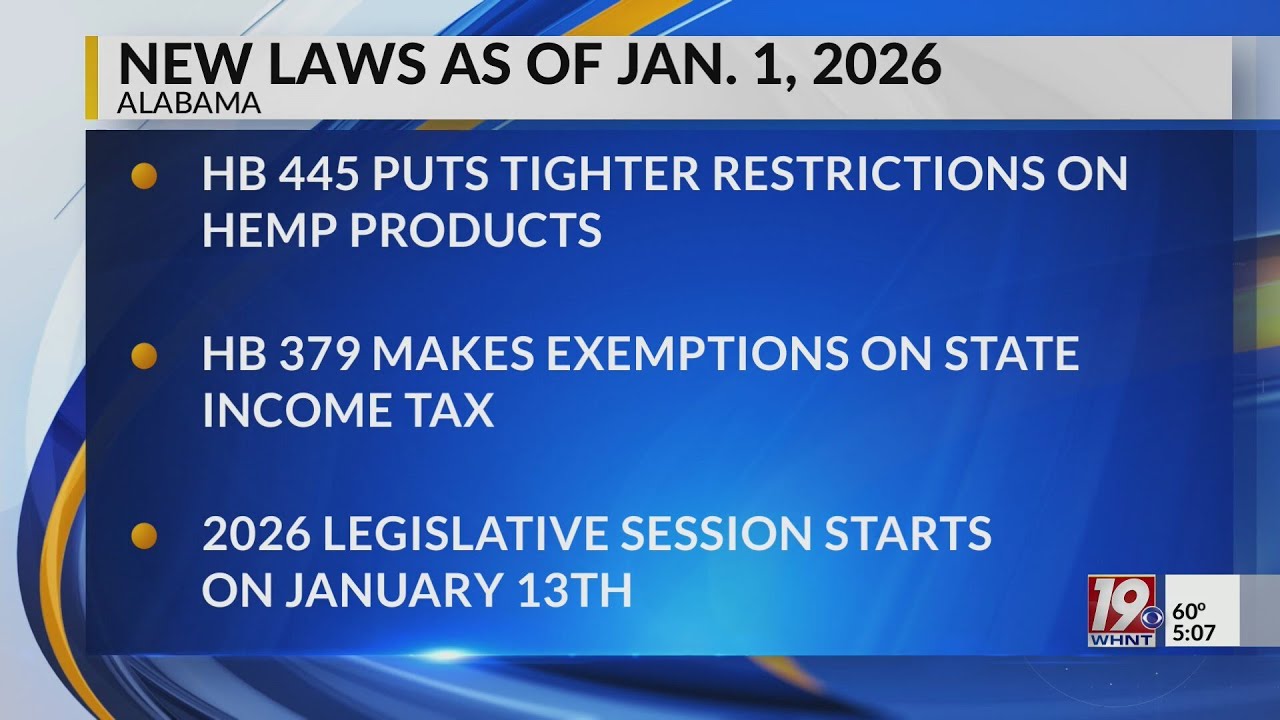 New Laws Taking Effect January 1 | Jan. 1, 2026 |News 19 at 5:00 - YouTube