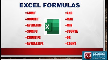 Formulas in Excel (SUMIF, AVERAGEIF, COUNTIF, SUMIFS, AVERAGEIFS, COUNTIFS, AND, OR, MAX, MIN Etc..)
