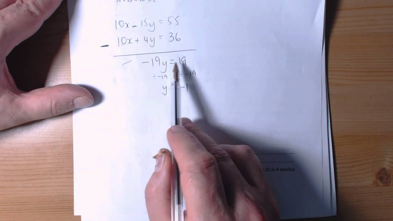June 2015 PPE 1H Q22 Solving simultaneous linear equations - YouTube