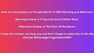 Phrazle March 15 2025 Answer