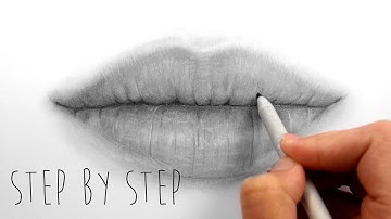 Step by Step | How to draw shade realistic lips with graphite pencils | Emmy Kalia