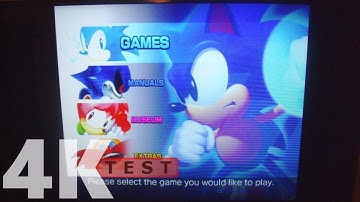 4K Shooting Test: Sonic Gems Collection Main Menu on a TV screen