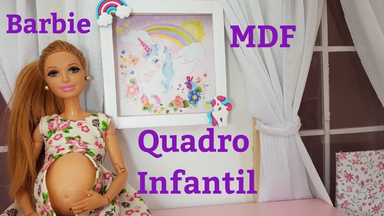 Como fazer Quadro Infantil Para o Bebê da Barbie Grávida | DIY