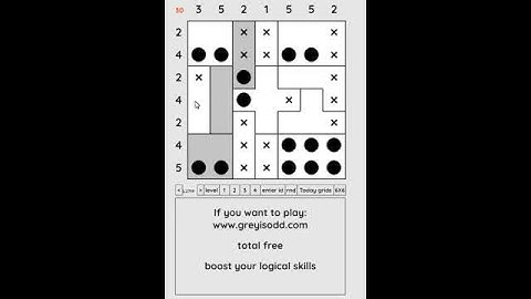 Grey is Odd - Today grids. Solution level 4 7X7 dated 09-17-2024 #logicpuzzles #logicgames  #games