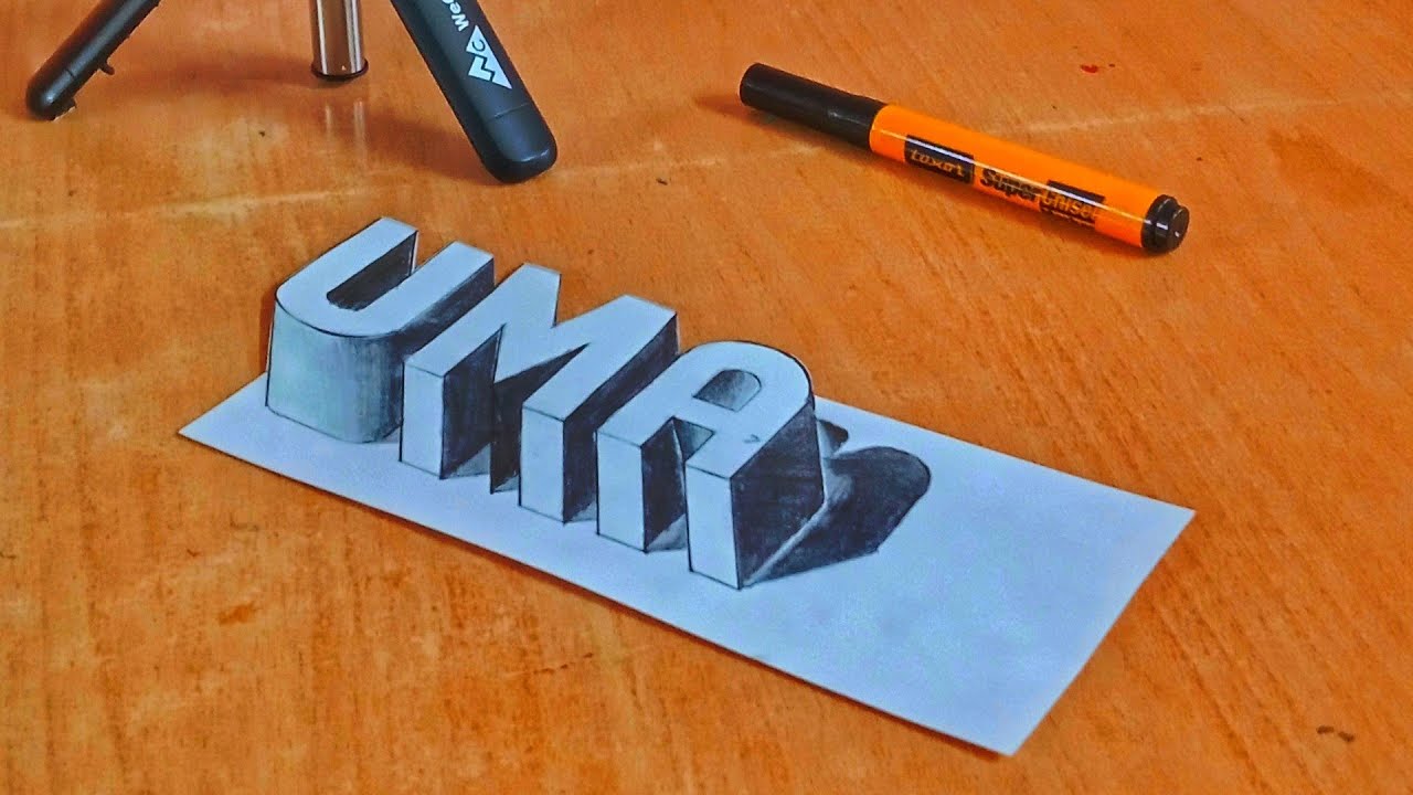 How to Draw 3D "UMA" Name - Popular Names 3D Art / Uma 3d art / Uma Slice of Arts