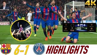 Barcelona 6 vs 1 PSG 4K Champions League 2017 🏆 Full Highlights 🎙️ Mariano Closs