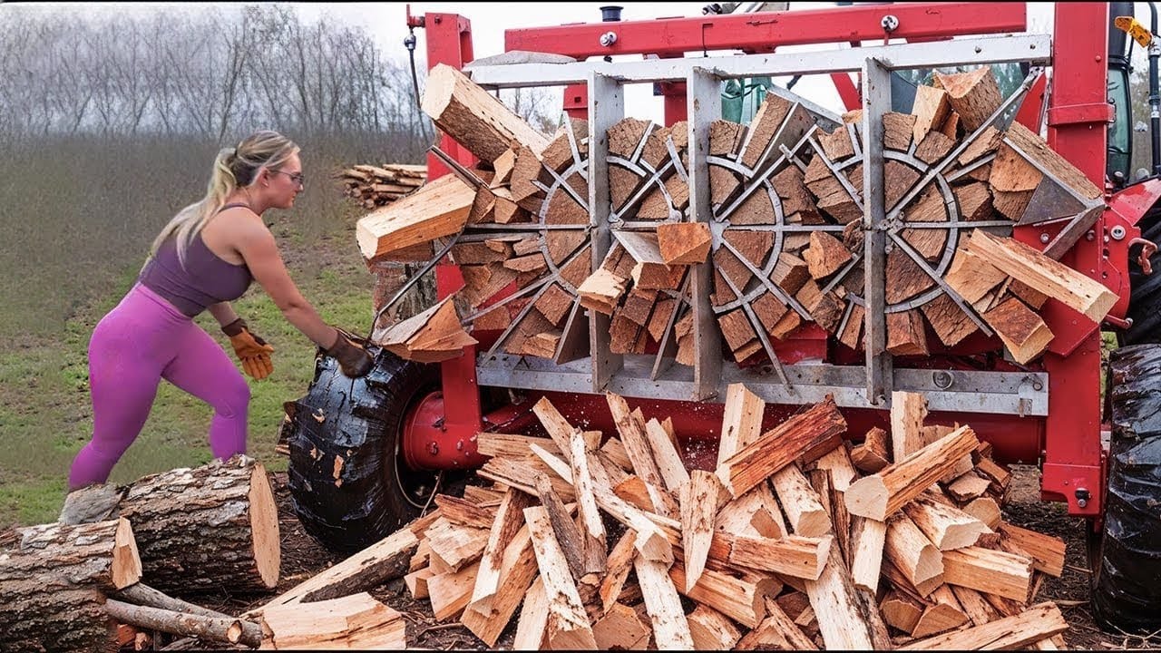 10 Minutes With The FASTEST Firewood Processing Machine - YouTube