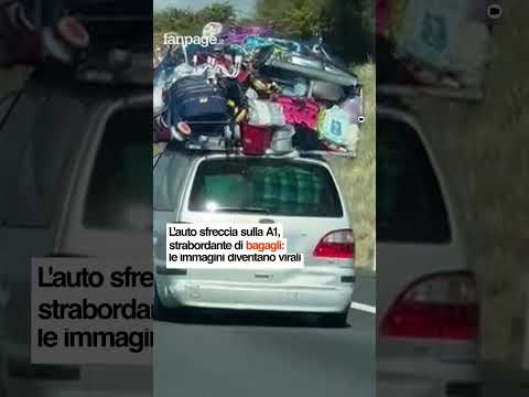 La macchina “super carica” di bagagli sulla A1, in direzione Genova, diventa virale. La macchina “super carica” di bagagli sulla A1, in direzione Genova, diventa virale.