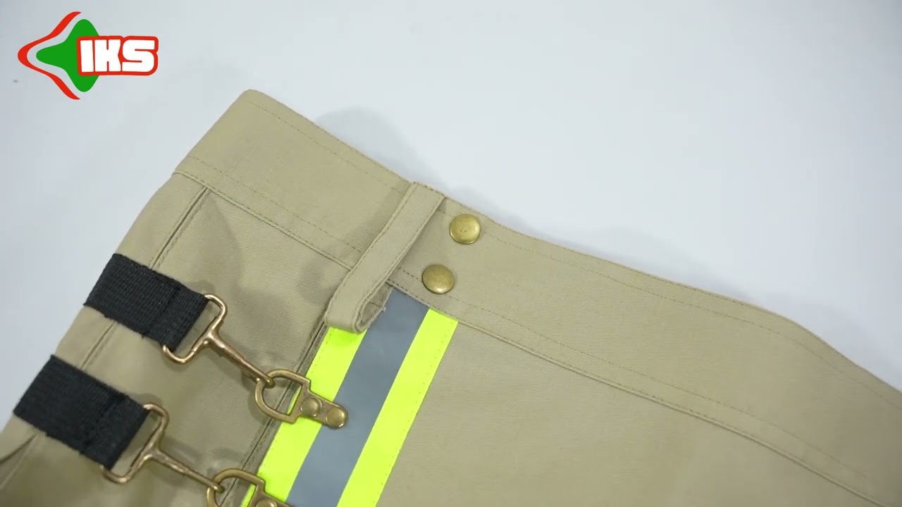Khaki FireFighter Kilt with Yellow and Grey Reflector Tape