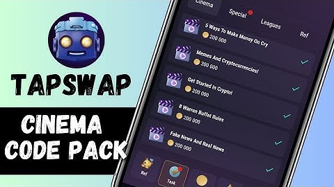 Tapswap Cinema Code Pack (15/15) | Get 3 Million Coins for Free