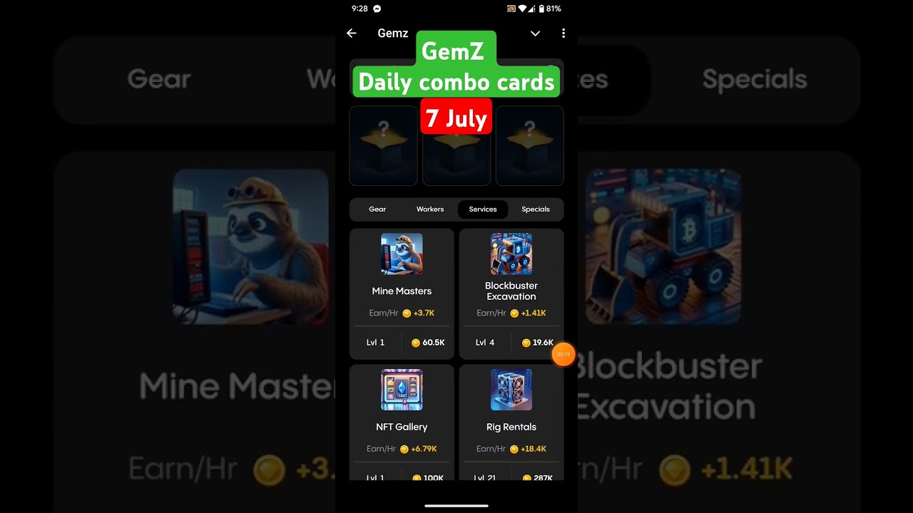 Today GemZ Daily Combo Cards 7 July 