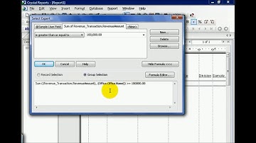 SAP Crystal Report Select Statement Considerations