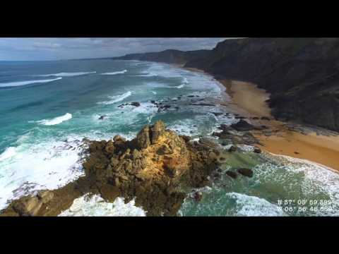 Praia do Castelejo, West Algarve, Feb 2016, Aerial (4K)
