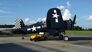 Loud & Beautiful F4U Corsair Start Up & Wing Fold Down Fantasy Of Flight July 2018 Polk Fl.