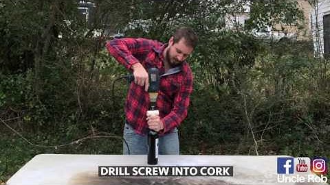 How to open a wine bottle without a corkscrew. use drill PVC and a lag screw