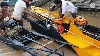 PERAHU KETINTING ANTANG RUNGAN UJI COBA MENGIKUTI LOMBA BALAP KETINTING DI SAMPIT KOTAWARINGIN TIMUR