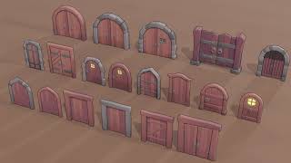 Free Animated Stylized Low Poly Doors Pack
